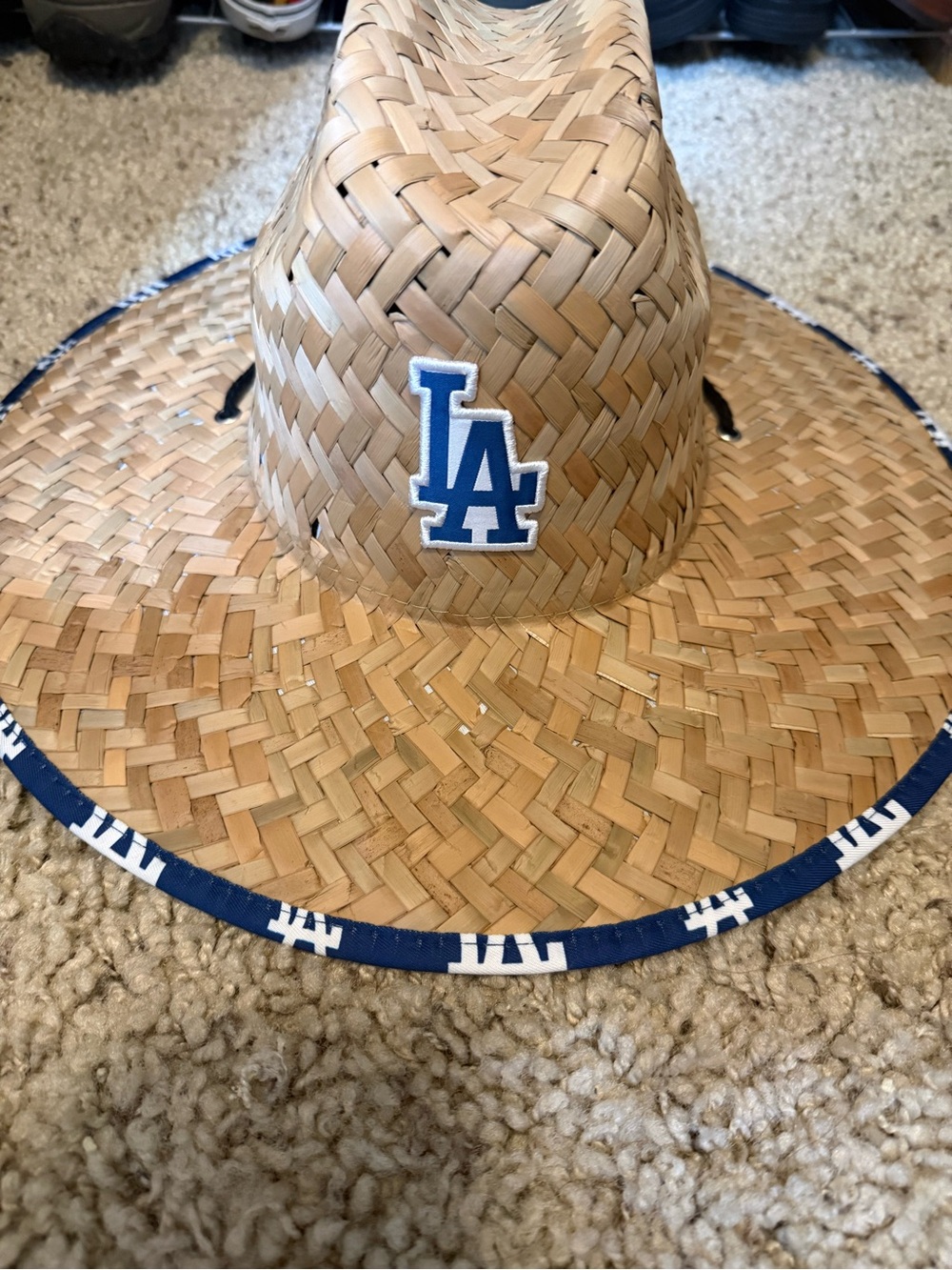 LA Dodgers Straw Sombrero Hat - Natural with Blue Logo